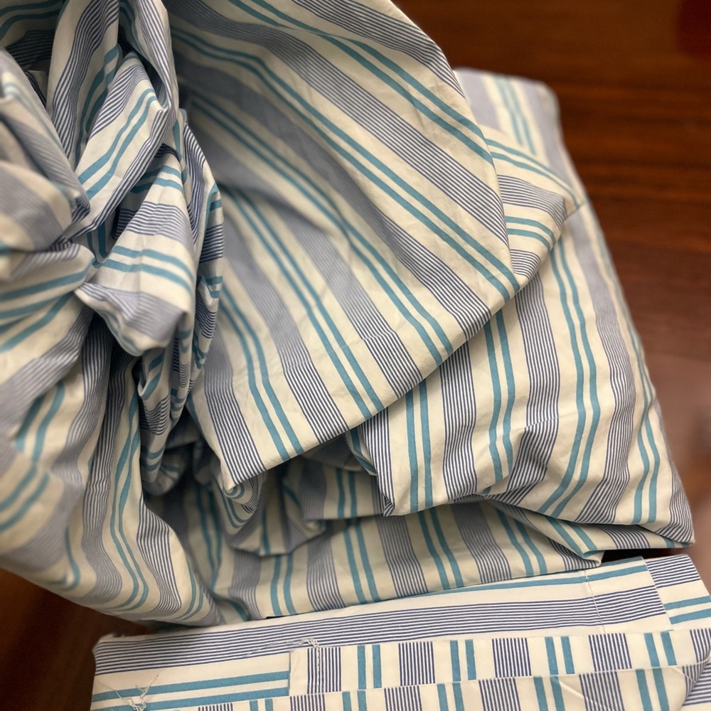 LRL Striped Blue and White Full size Bedding Set - Picture 7 of 16